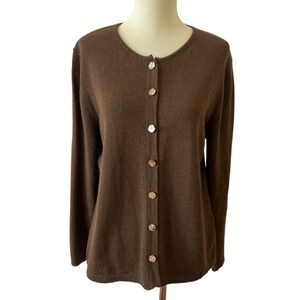 BEYOND THREADS CARDIGAN M BABY ALPACA WOOL BLD FLORAL BUTTON CLASSIC PREPPY CHIC